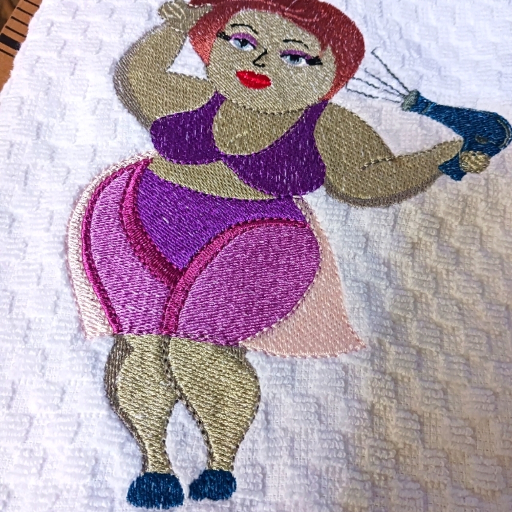 Embroidered Waffle Towel